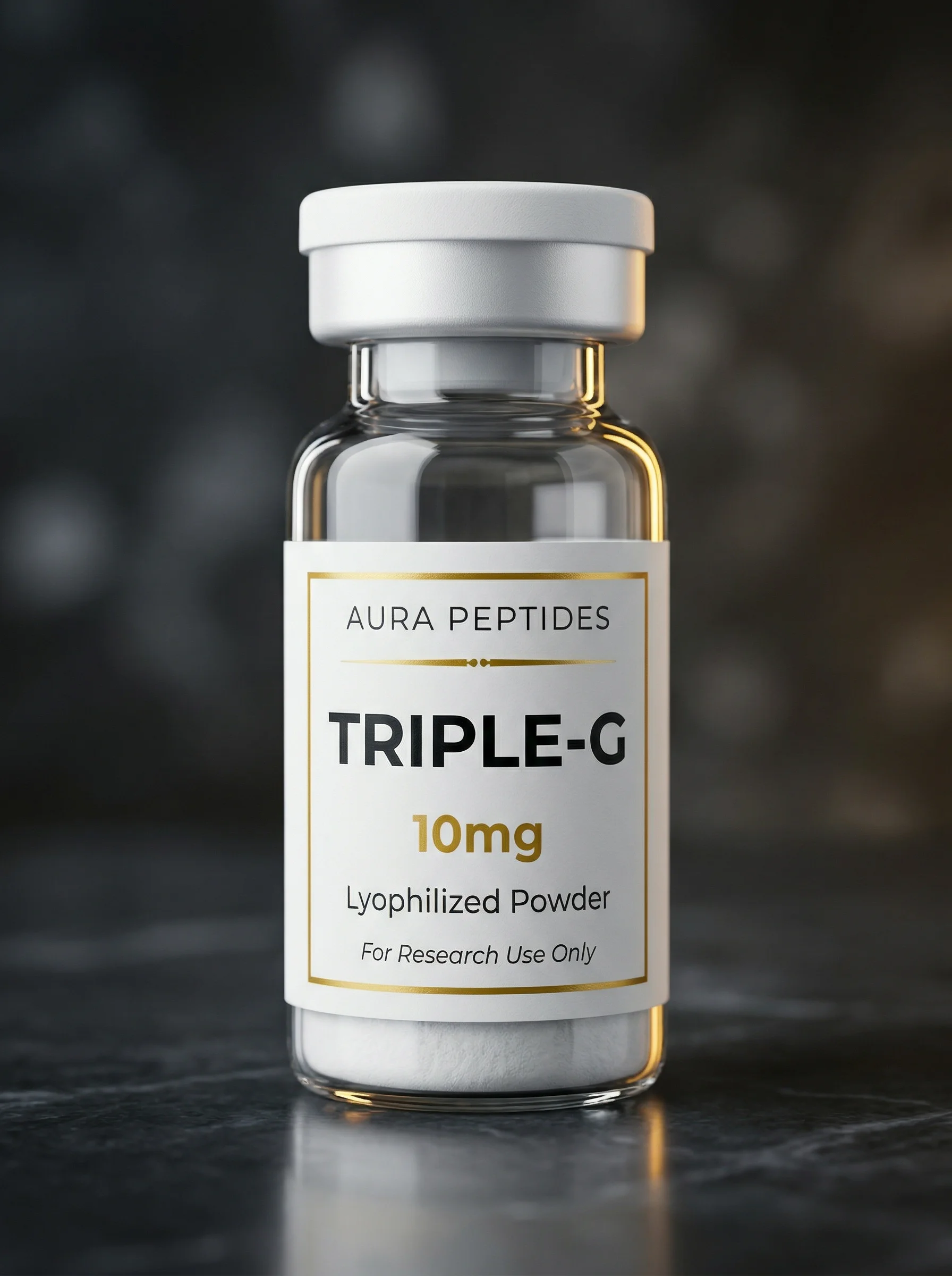 Retatrutide 10mg premium research peptide vial - 99.8% HPLC verified purity - Aura Peptides Europe